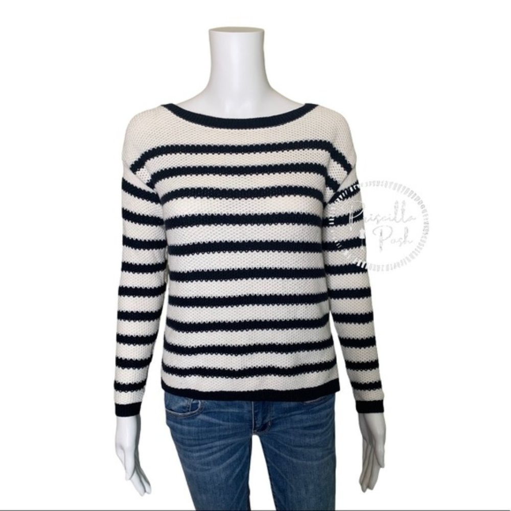 Ann Taylor LOFT Navy and White Striped Sweater